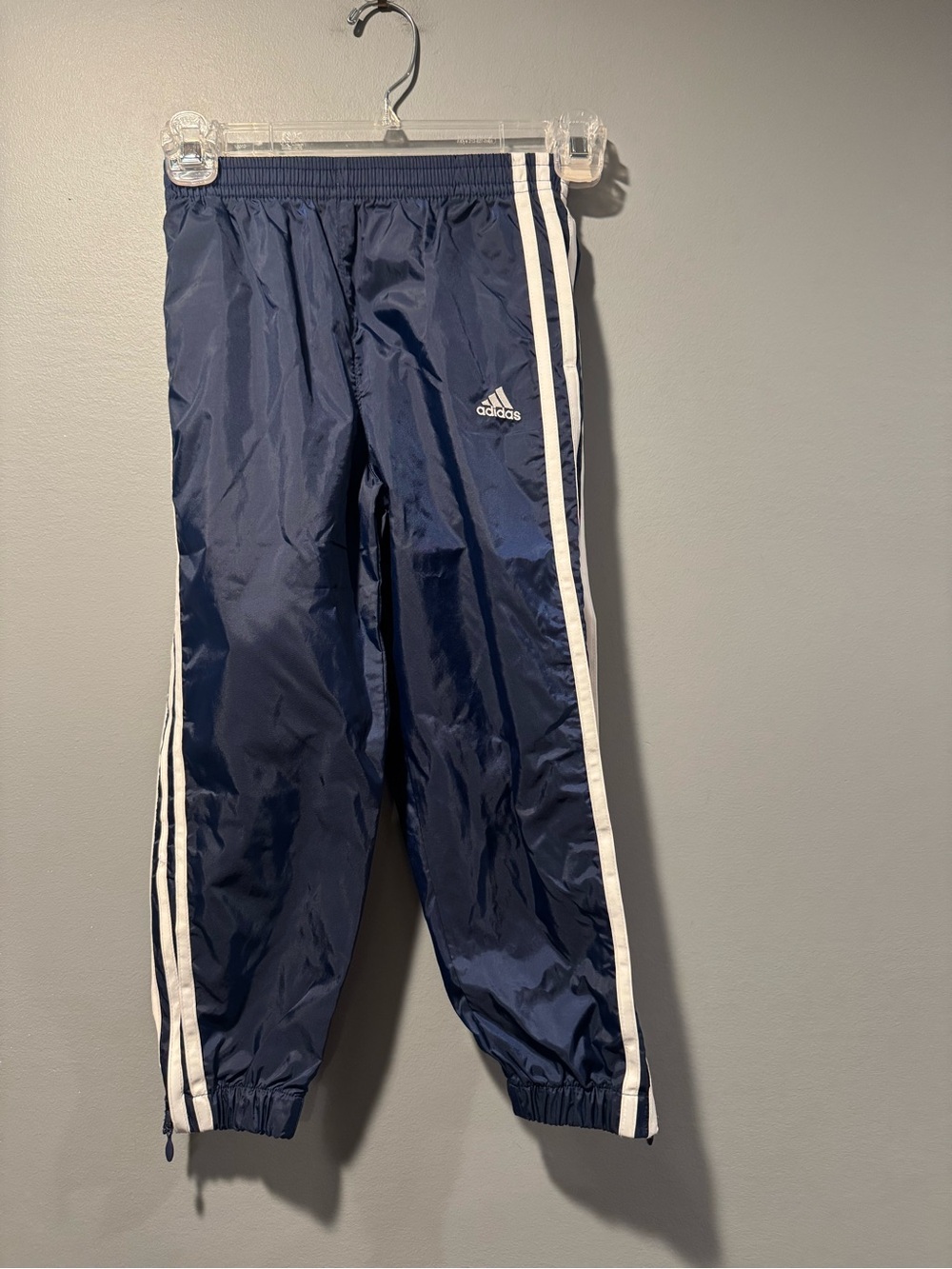 * Adidas Navy Blue Track Pants with White Stripes
